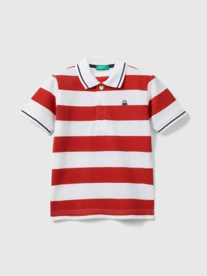 Benetton, Short Sleeve Polo With Stripes, size 110, Red, Kids United Colors of Benetton