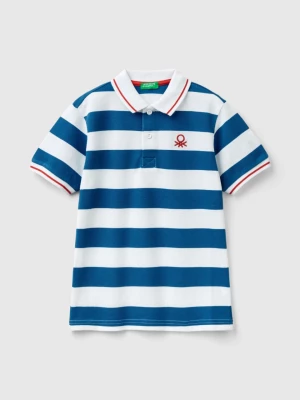 Benetton, Short Sleeve Polo With Stripes, size 2XL, Light Blue, Kids United Colors of Benetton