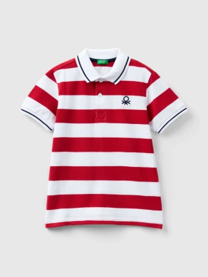 Benetton, Short Sleeve Polo With Stripes, size S, Red, Kids United Colors of Benetton