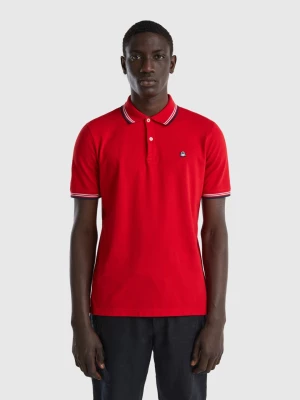Benetton, Short Sleeve Stretch Cotton Polo, size L, Red, Men United Colors of Benetton