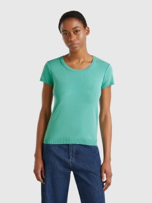 Benetton, Short Sleeve Sweater In 100% Cotton, size XXS, Aqua, Women United Colors of Benetton