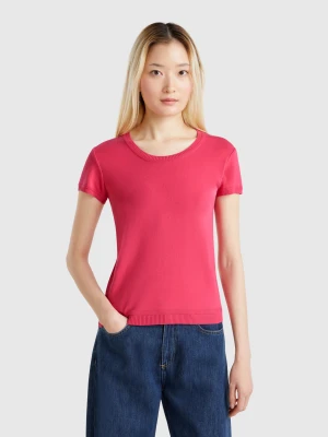 Benetton, Short Sleeve Sweater In 100% Cotton, size XXS, Strawberry, Women United Colors of Benetton