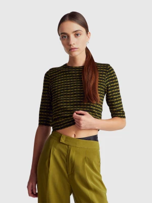 Benetton, Short Sleeve Sweater In Viscose Blend, Size: XS, Military Green, Women United Colors of Benetton
