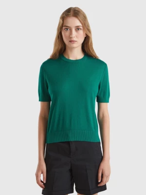 Benetton, Short Sleeve Sweater, size M, Dark Green, Women United Colors of Benetton