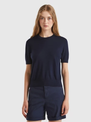 Benetton, Short Sleeve Sweater, size XL, Dark Blue, Women United Colors of Benetton