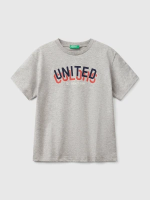 Benetton, Short Sleeve T-shirt In 100% Cotton, Size: XL, Light Gray, Kids United Colors of Benetton