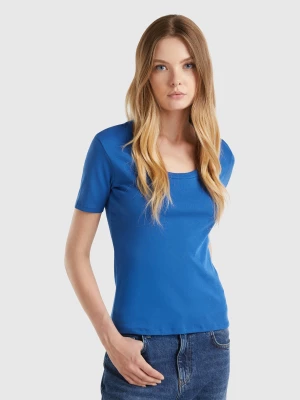 Benetton, Short Sleeve T-shirt In Long Fiber Cotton, size L, Air Force Blue, Women United Colors of Benetton