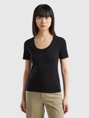 Benetton, Short Sleeve T-shirt In Long Fiber Cotton, size L, Black, Women United Colors of Benetton