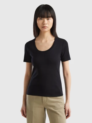 Benetton, Short Sleeve T-shirt In Long Fiber Cotton, size L, Black, Women United Colors of Benetton