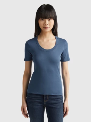 Benetton, Short Sleeve T-shirt In Long Fiber Cotton, size M, Air Force Blue, Women United Colors of Benetton
