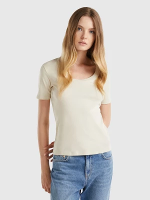 Benetton, Short Sleeve T-shirt In Long Fiber Cotton, size M, Beige, Women United Colors of Benetton