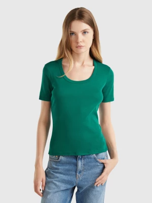 Benetton, Short Sleeve T-shirt In Long Fiber Cotton, size S, Dark Green, Women United Colors of Benetton