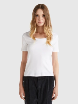 Benetton, Short Sleeve T-shirt In Long Fiber Cotton, size S, White, Women United Colors of Benetton