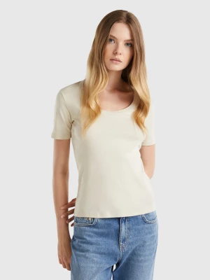 Benetton, Short Sleeve T-shirt In Long Fiber Cotton, size XXS, Beige, Women United Colors of Benetton