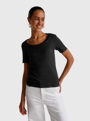 Benetton, Short Sleeve T-shirt In Long Fiber Cotton, Size: XXS, Black, Women United Colors of Benetton