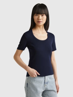 Benetton, Short Sleeve T-shirt In Long Fiber Cotton, size XXS, Dark Blue, Women United Colors of Benetton