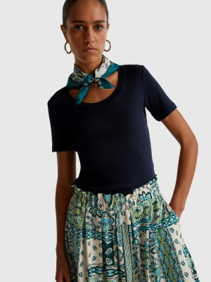 Benetton, Short Sleeve T-shirt In Long Fiber Cotton, size XXS, Dark Blue, Women United Colors of Benetton