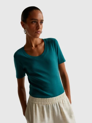 Benetton, Short Sleeve T-shirt In Long Fiber Cotton, Size: XXS, Dark Green, Women United Colors of Benetton