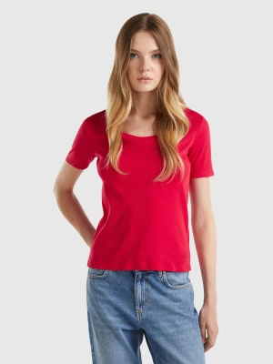 Benetton, Short Sleeve T-shirt In Long Fiber Cotton, size L, Red, Women United Colors of Benetton