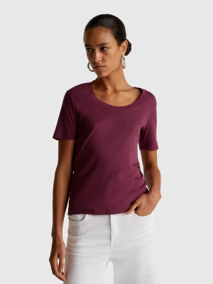 Benetton, Short Sleeve T-shirt In Long Fiber Cotton, Size: XXS, Plum, Women United Colors of Benetton