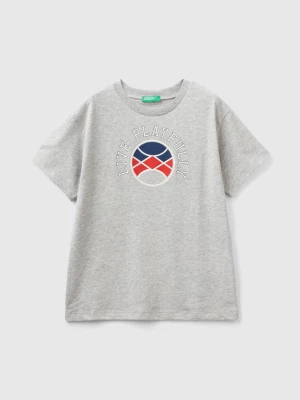 Benetton, Short Sleeve T-shirt In Organic Cotton, size 2XL, Light Gray, Kids United Colors of Benetton