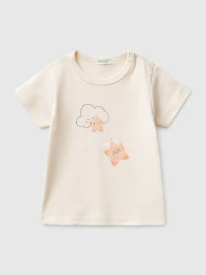 Benetton, Short Sleeve T-shirt In Cotton, size 82, Creamy White, Kids United Colors of Benetton