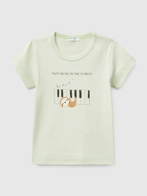 Benetton, Short Sleeve T-shirt In Cotton, size 82, Light Green, Kids United Colors of Benetton
