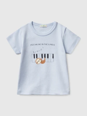 Benetton, Short Sleeve T-shirt In Cotton, size 82, Sky Blue, Kids United Colors of Benetton