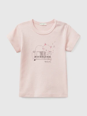 Benetton, Short Sleeve T-shirt In Cotton, size 82, Soft Pink, Kids United Colors of Benetton