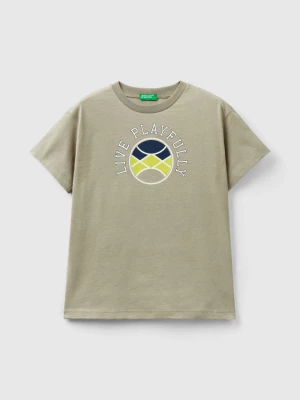 Benetton, Short Sleeve T-shirt In Organic Cotton, size L, Light Green, Kids United Colors of Benetton