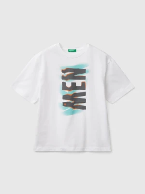 Benetton, Short Sleeve T-shirt In Cotton, size S, White, Kids United Colors of Benetton