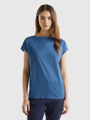 Benetton, Short Sleeve T-shirt In Sustainable Viscose, size L, Air Force Blue, Women United Colors of Benetton