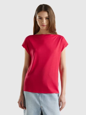 Benetton, Short Sleeve T-shirt In Sustainable Viscose, size XL, Red, Women United Colors of Benetton