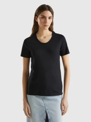 Benetton, Short Sleeve T-shirt Lightweight Cotton, size L, Black, Women United Colors of Benetton
