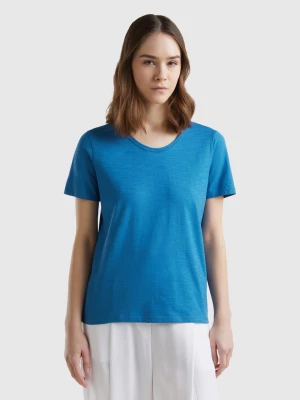 Benetton, Short Sleeve T-shirt Lightweight Cotton, size L, Blue, Women United Colors of Benetton