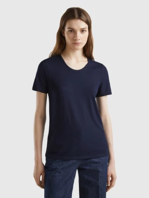Benetton, Short Sleeve T-shirt Lightweight Cotton, size L, Dark Blue, Women United Colors of Benetton
