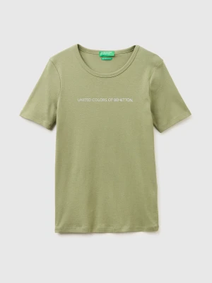 Benetton, Short Sleeve T-shirt With Glitter Logo, Size: XXS, Women United Colors of Benetton
