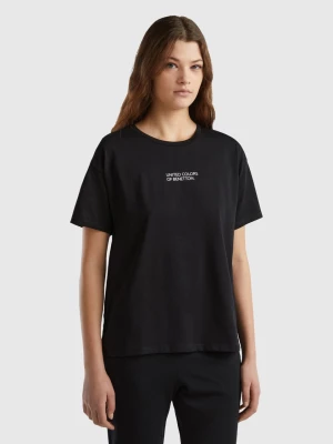 Benetton, Short Sleeve T-shirt With Logo, size M, Black, Women United Colors of Benetton