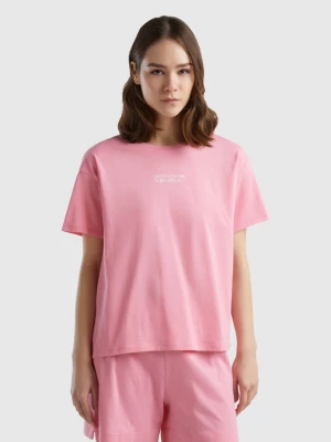 Benetton, Short Sleeve T-shirt With Logo, size XS, Pink, Women United Colors of Benetton
