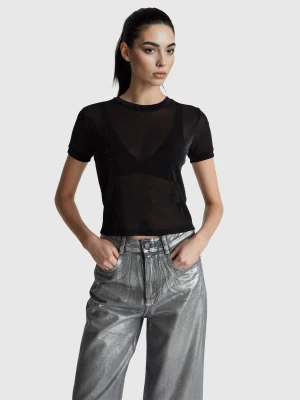 Benetton, Short Sleeve T-shirt With Lurex, Size: XXS, Black, Women United Colors of Benetton