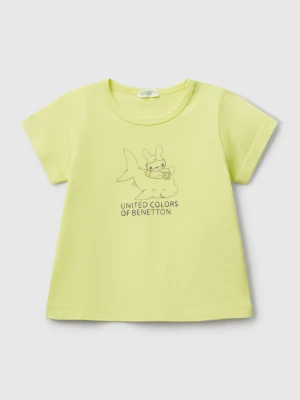 Benetton, Short Sleeve T-shirt With Print, size 82, Lime, Kids United Colors of Benetton