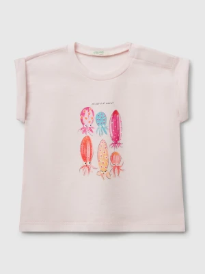 Benetton, Short Sleeve T-shirt With Print, size 82, Pink, Kids United Colors of Benetton