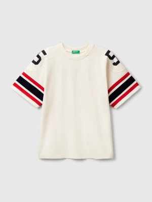 Benetton, Short Sleeve T-shirt With Print, size XL, Creamy White, Kids United Colors of Benetton