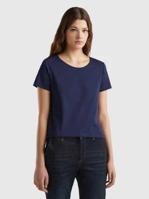 Benetton, Short Sleeve T-shirt With Slit, size L, Dark Blue, Women United Colors of Benetton
