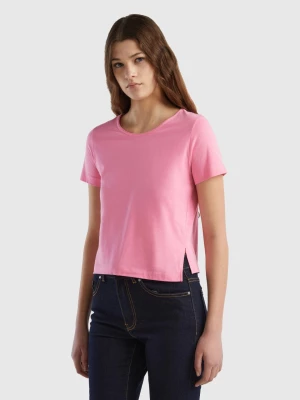Benetton, Short Sleeve T-shirt With Slit, size S, Pink, Women United Colors of Benetton
