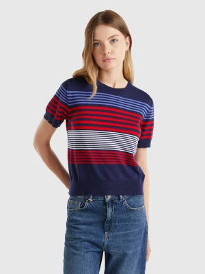 Benetton, Short Sleeve Top With Stripes, size S, Dark Blue, Women United Colors of Benetton