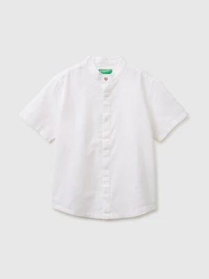 Benetton, Short-sleeved Linen Blend Shirt, Size: XL, White, Kids United Colors of Benetton