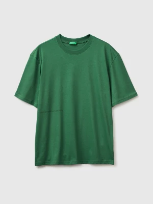 Benetton, Short-sleeved T-shirt With Logo, Size: XL, Green, Men United Colors of Benetton