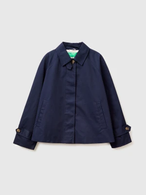 Benetton, Short Trench Coat, Size: XS, Dark Blue, Women United Colors of Benetton