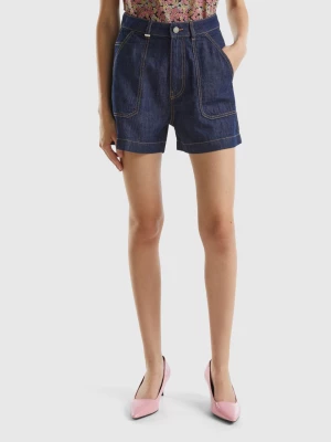 Benetton, Shorts In Chambray, size , Dark Blue, Women United Colors of Benetton